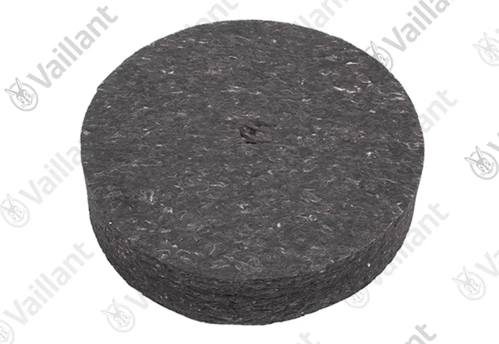 Runde Isoliermatte von Vaillant in dunkler Farbe, geeignet für die obere Ansicht eines 300-Liter-Pufferspeichers. Flache Oberfläche, ohne Beschriftung oder Markierungen sichtbar.